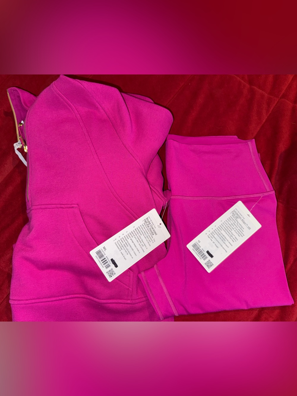 lululemon athletica Hot Pink Leggings & Hoodie Set